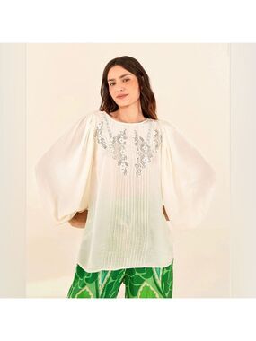 NWT Farm Rio Off White Lace Blouse